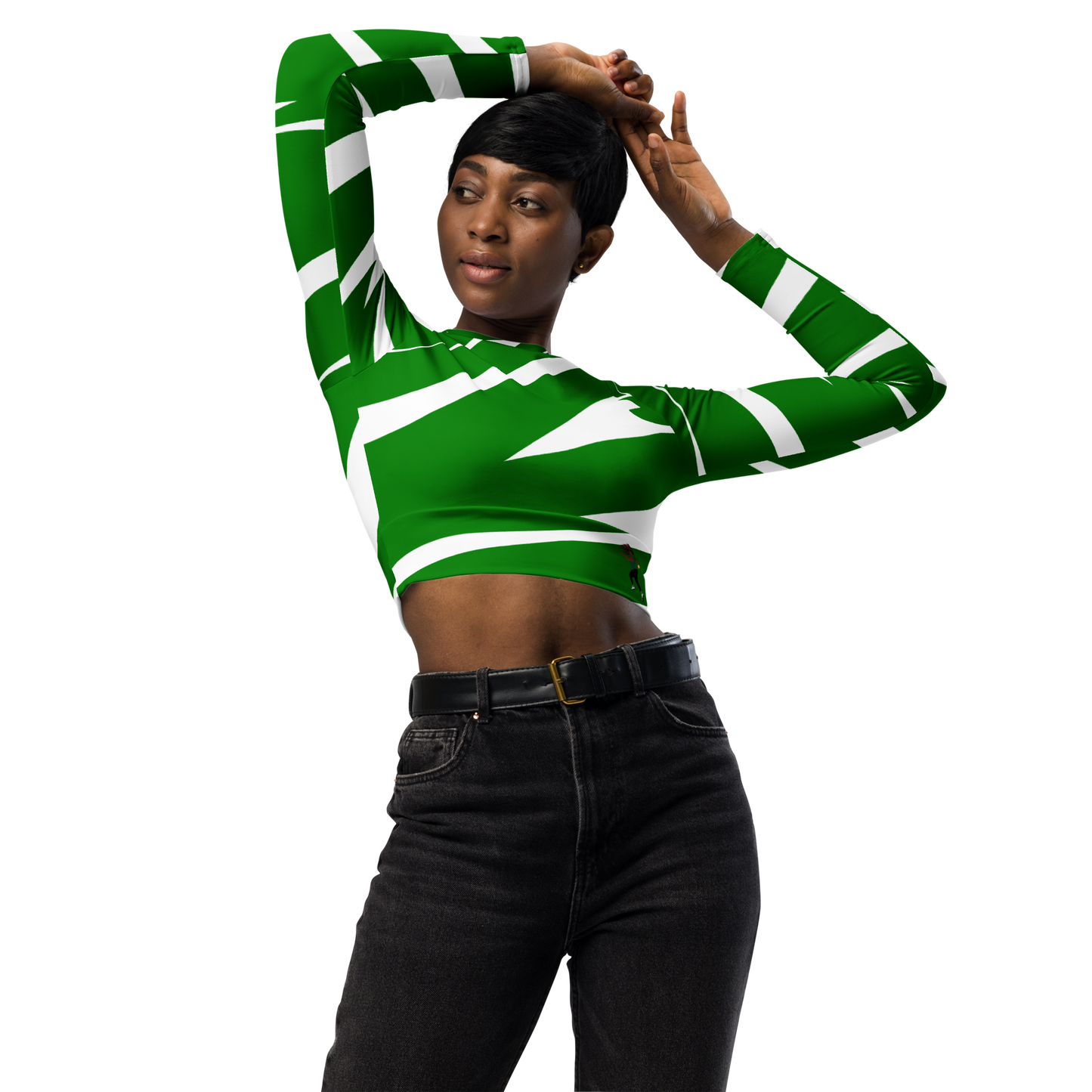 Stripes Long-Sleeve Crop Top
